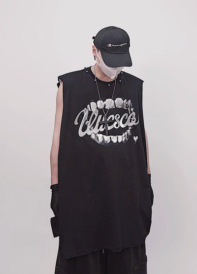 【UUCSCC】Dark Wolf Claw Design Dark Street Sleeveless  US0103