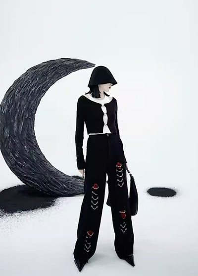【CHICSKY】Chain suture mode tick subculture straight pants  CH0012