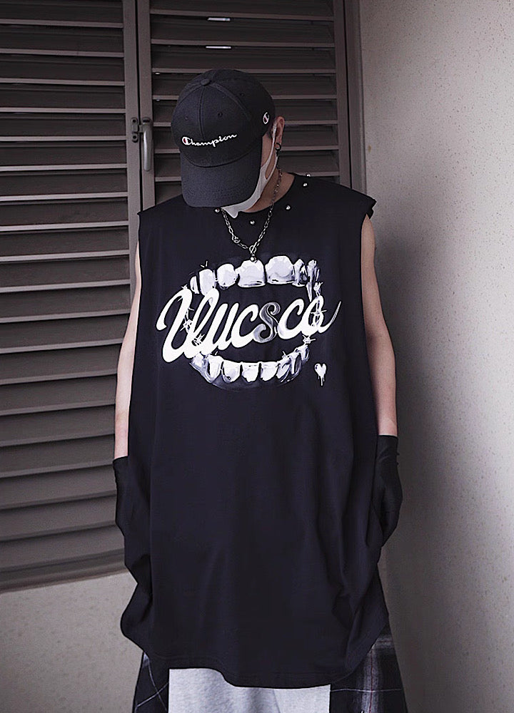 【UUCSCC】Dark Wolf Claw Design Dark Street Sleeveless  US0103