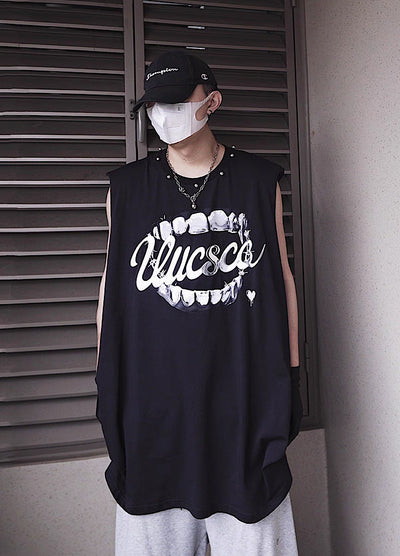 【UUCSCC】Dark Wolf Claw Design Dark Street Sleeveless  US0103