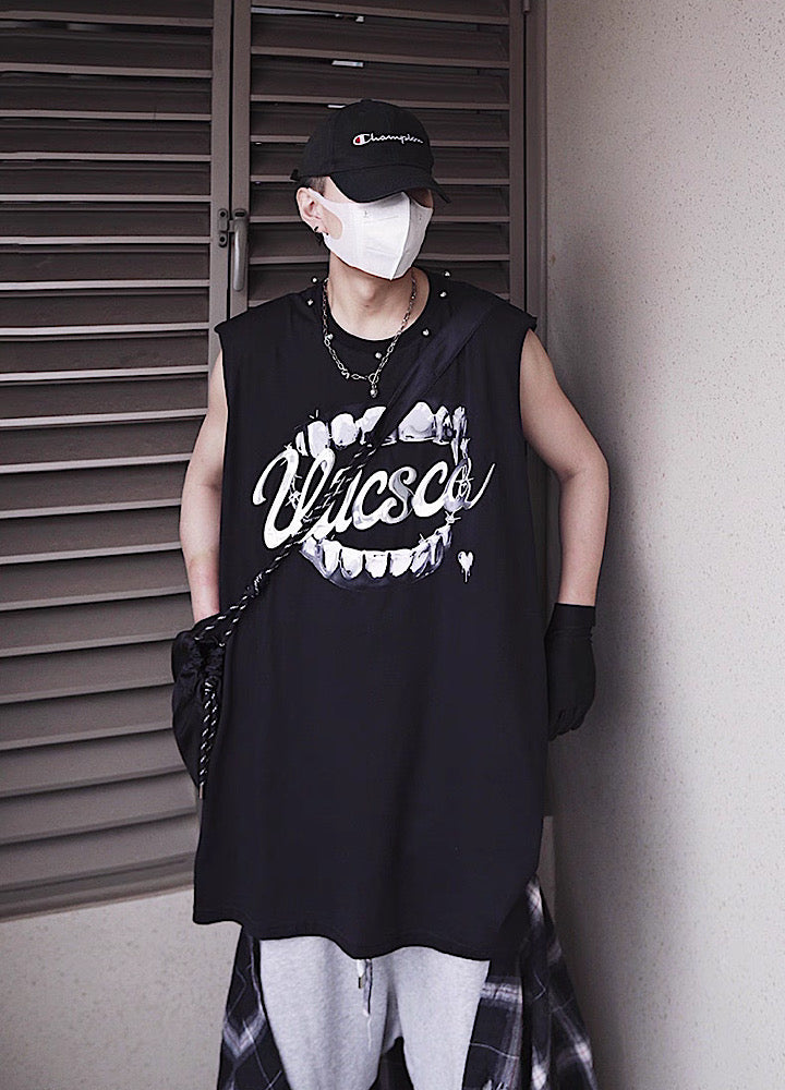 【UUCSCC】Dark Wolf Claw Design Dark Street Sleeveless  US0103