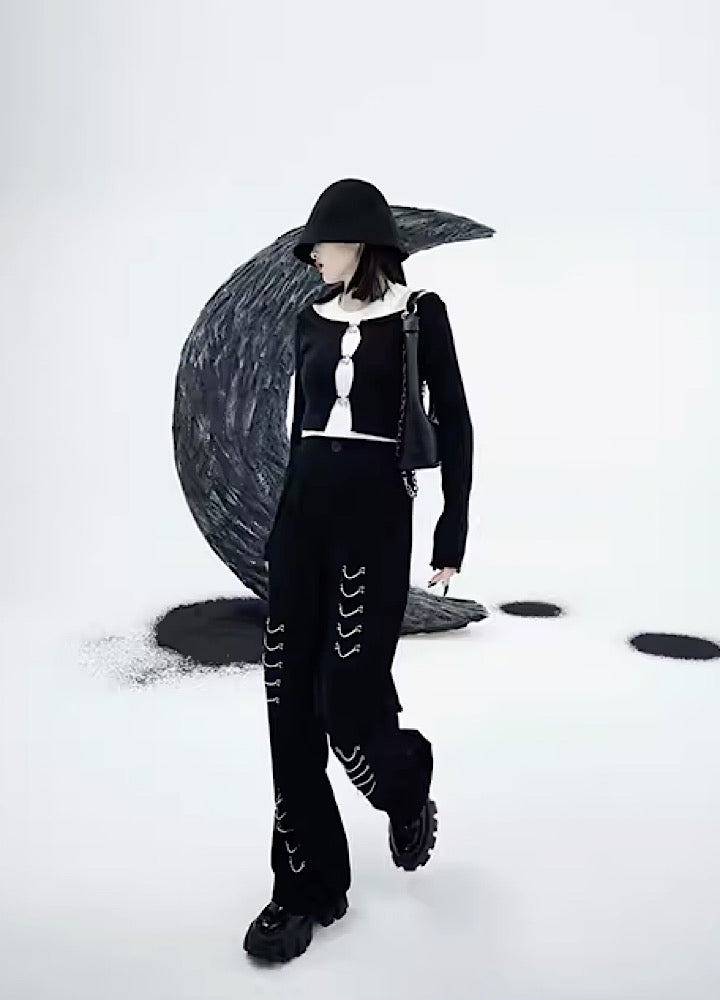 【CHICSKY】Chain suture mode tick subculture straight pants  CH0012