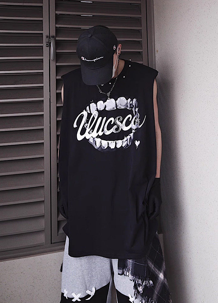【UUCSCC】Dark Wolf Claw Design Dark Street Sleeveless  US0103