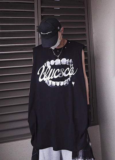 【UUCSCC】Dark Wolf Claw Design Dark Street Sleeveless  US0103