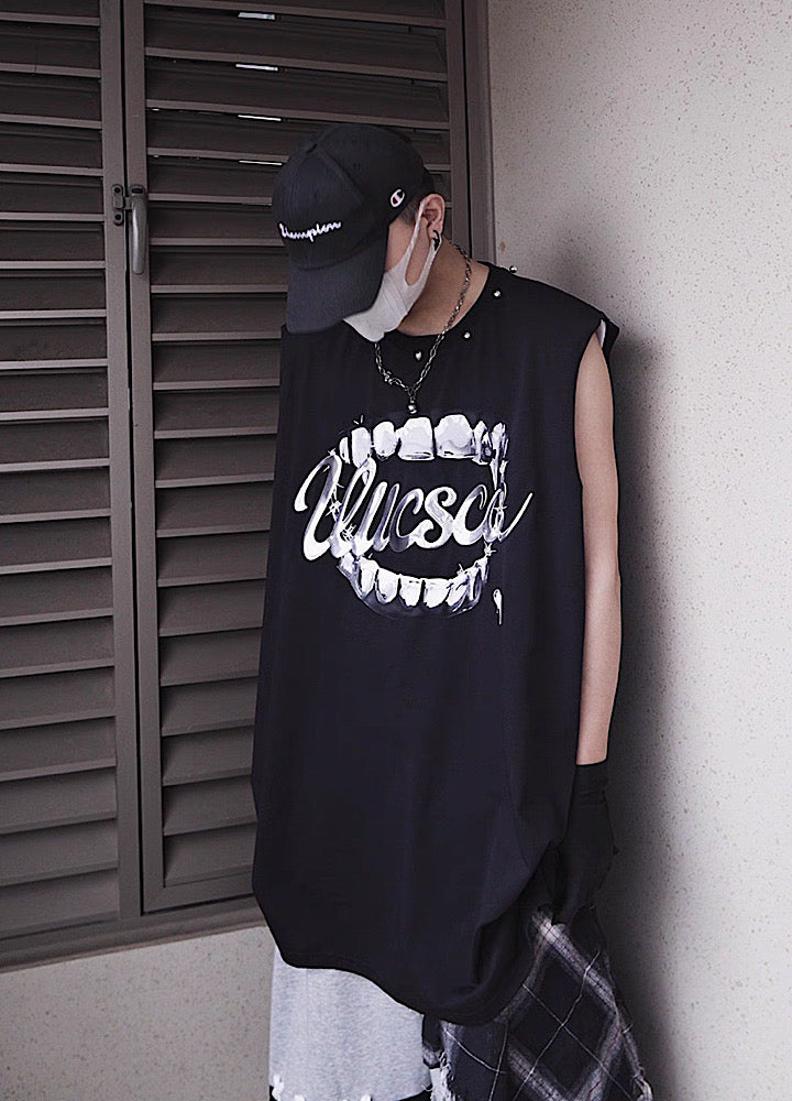 【UUCSCC】Dark Wolf Claw Design Dark Street Sleeveless  US0103