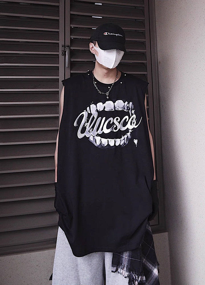 【UUCSCC】Dark Wolf Claw Design Dark Street Sleeveless  US0103