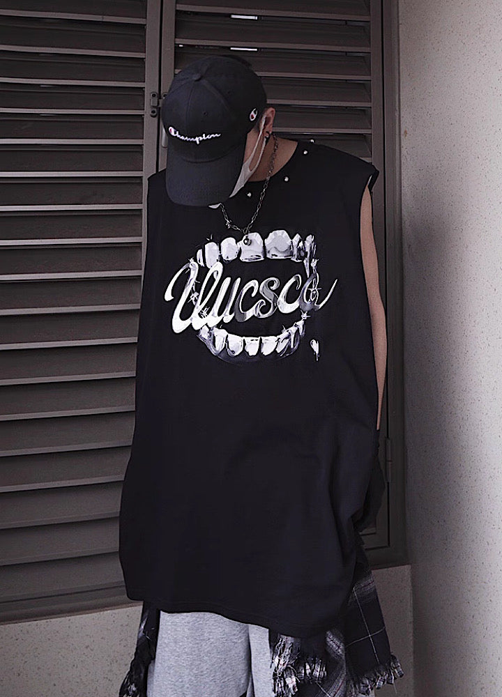 【UUCSCC】Dark Wolf Claw Design Dark Street Sleeveless  US0103