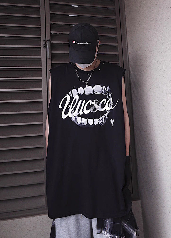 【UUCSCC】Dark Wolf Claw Design Dark Street Sleeveless  US0103