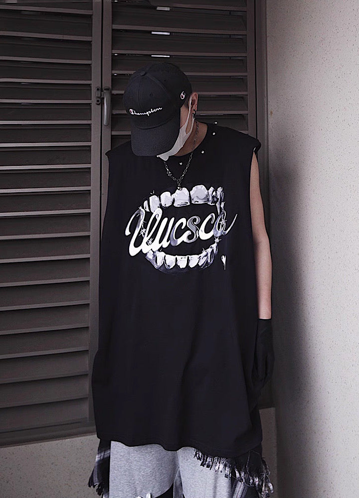 【UUCSCC】Dark Wolf Claw Design Dark Street Sleeveless  US0103