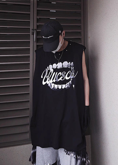 【UUCSCC】Dark Wolf Claw Design Dark Street Sleeveless  US0103