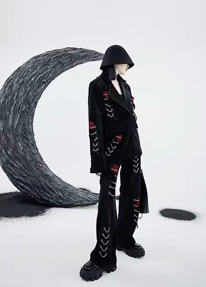 【CHICSKY】Chain suture mode tick subculture straight pants  CH0012