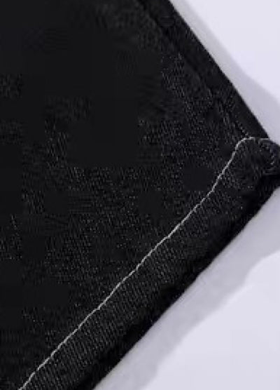 【Blacklists】Multi-belt buckle design black wide denim pants  BL0068