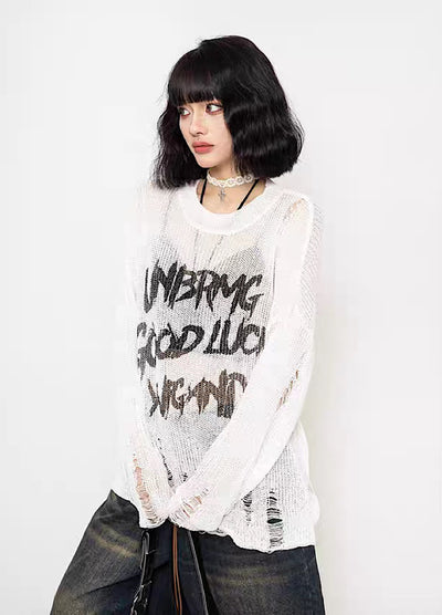 【ZERO STORE】See-through design front big initial T-shirt  ZS0022