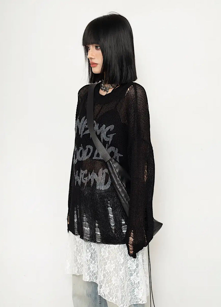【ZERO STORE】See-through design front big initial T-shirt  ZS0022