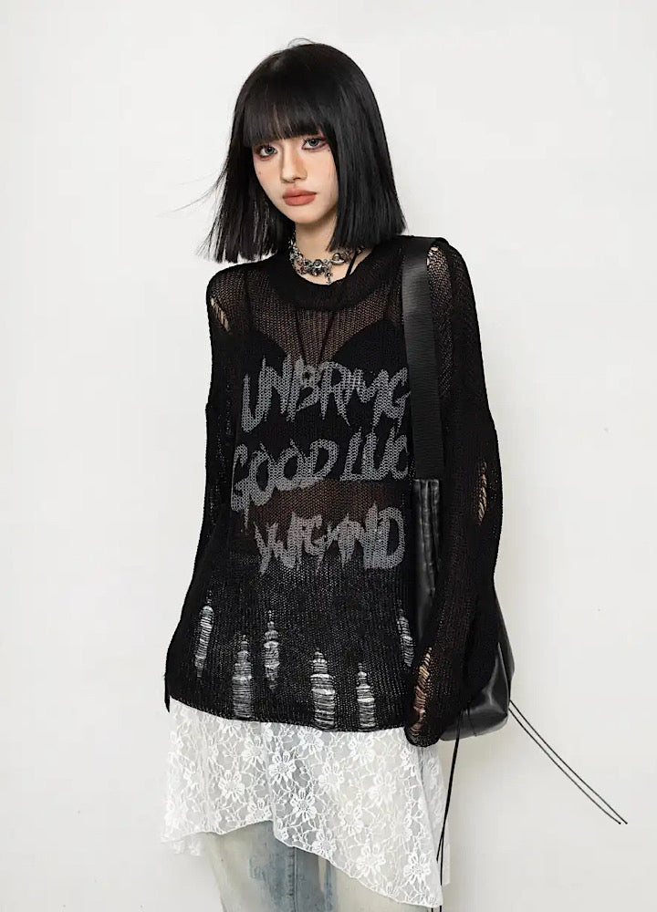 ZERO STORE】See-through design front big initial T-shirt ZS0022 