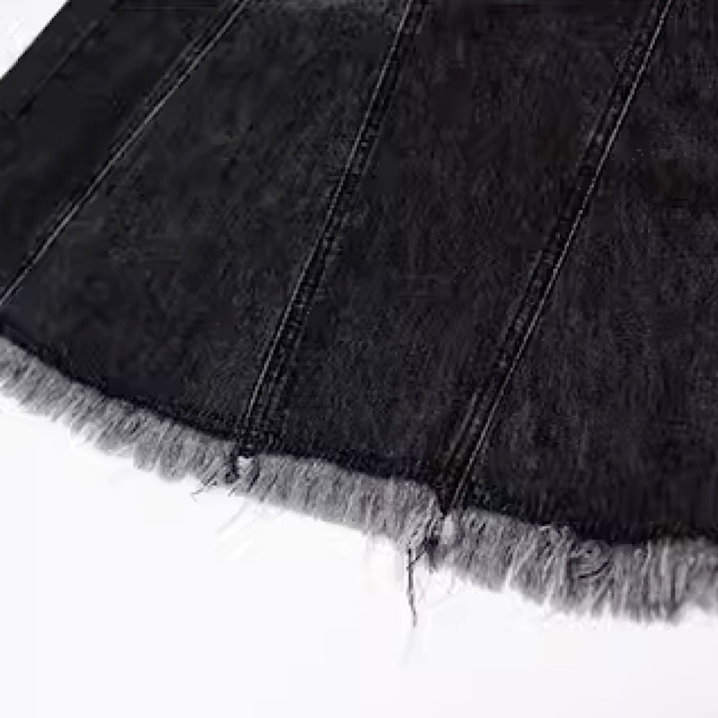 [CHICSKY] Hem part stitch damage tight silhouette denim skirt CH0013