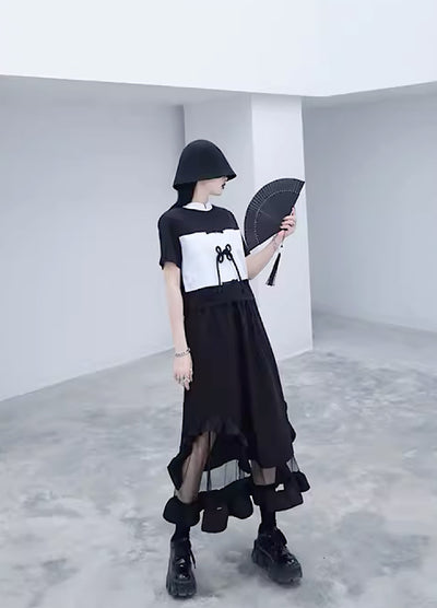 【CHICSKY】Sheer hem material fashionable design skirt  CH0014