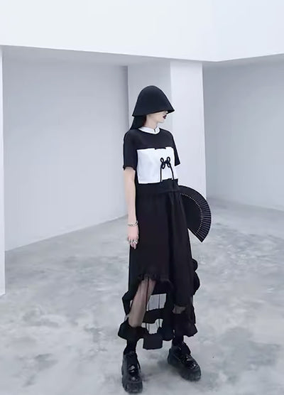 【CHICSKY】Sheer hem material fashionable design skirt  CH0014