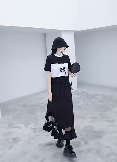 【CHICSKY】Sheer hem material fashionable design skirt  CH0014