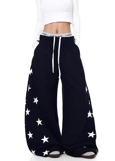 【Blacklists】Side random star design casual sweatpants  BL0069