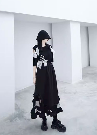 【CHICSKY】Sheer hem material fashionable design skirt  CH0014