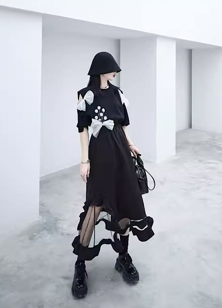 【CHICSKY】Sheer hem material fashionable design skirt  CH0014