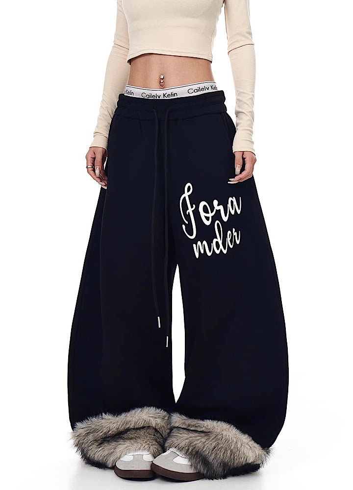 【Blacklists】Fur Plus Design Wide Casual Sweatpants  BL0070