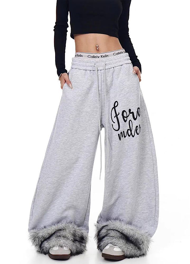 【Blacklists】Fur Plus Design Wide Casual Sweatpants  BL0070
