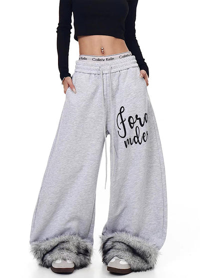 【Blacklists】Fur Plus Design Wide Casual Sweatpants  BL0070