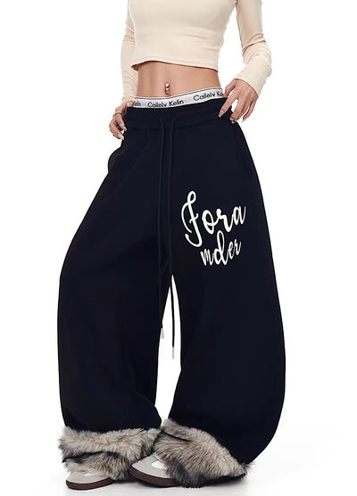 【Blacklists】Fur Plus Design Wide Casual Sweatpants  BL0070