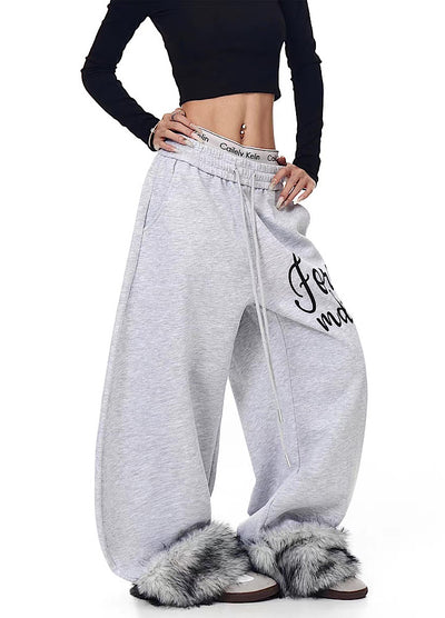 【Blacklists】Fur Plus Design Wide Casual Sweatpants  BL0070