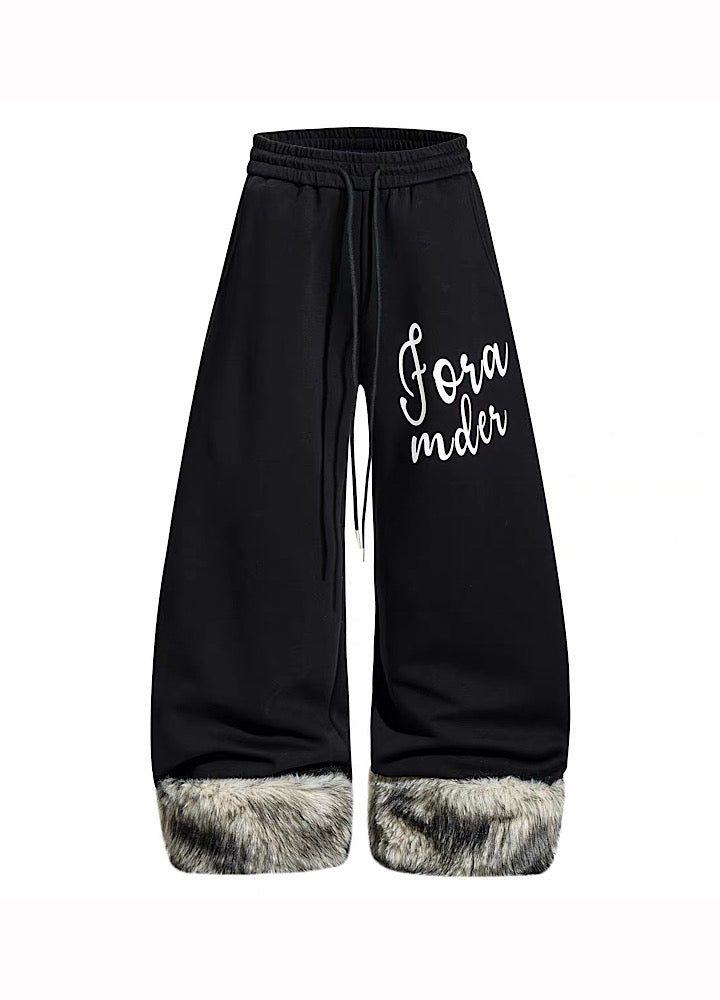 【Blacklists】Fur Plus Design Wide Casual Sweatpants  BL0070