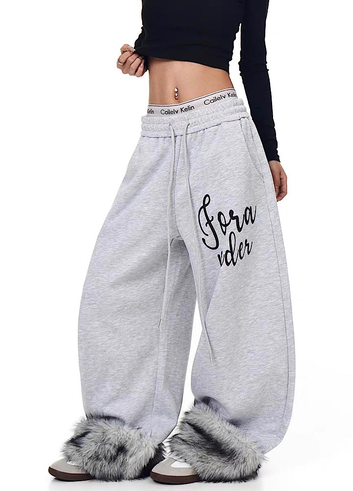 【Blacklists】Fur Plus Design Wide Casual Sweatpants  BL0070