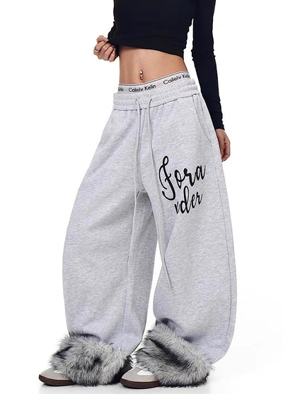 【Blacklists】Fur Plus Design Wide Casual Sweatpants  BL0070