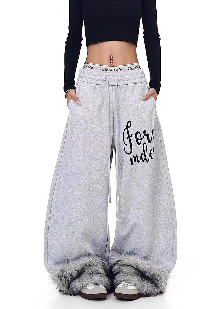 【Blacklists】Fur Plus Design Wide Casual Sweatpants  BL0070