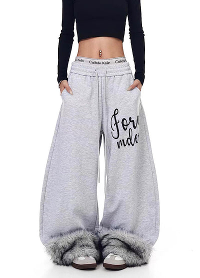 【Blacklists】Fur Plus Design Wide Casual Sweatpants  BL0070
