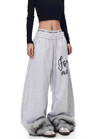【Blacklists】Fur Plus Design Wide Casual Sweatpants  BL0070