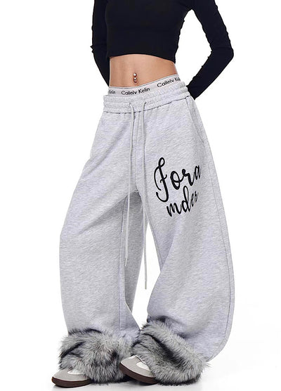 【Blacklists】Fur Plus Design Wide Casual Sweatpants  BL0070