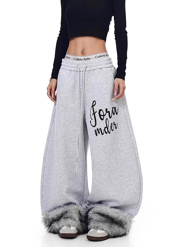 【Blacklists】Fur Plus Design Wide Casual Sweatpants  BL0070