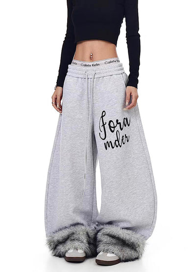 【Blacklists】Fur Plus Design Wide Casual Sweatpants  BL0070