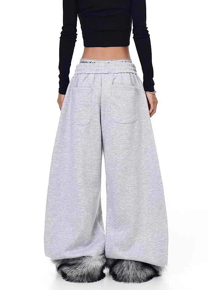 【Blacklists】Fur Plus Design Wide Casual Sweatpants  BL0070