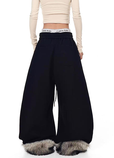 【Blacklists】Fur Plus Design Wide Casual Sweatpants  BL0070