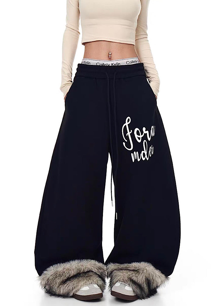 【Blacklists】Fur Plus Design Wide Casual Sweatpants  BL0070