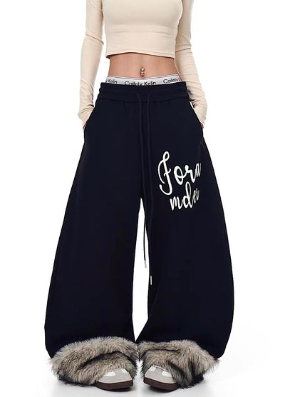 【Blacklists】Fur Plus Design Wide Casual Sweatpants  BL0070