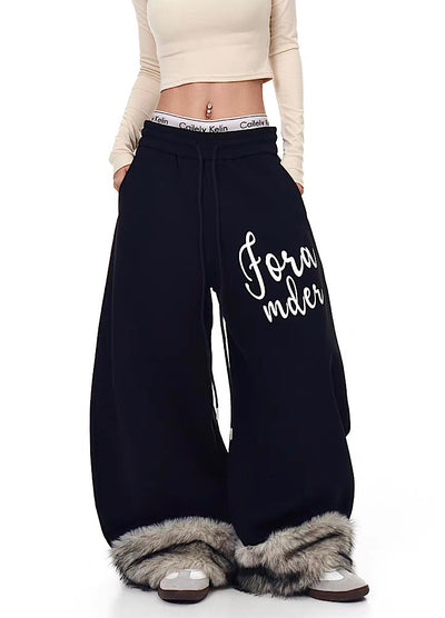 【Blacklists】Fur Plus Design Wide Casual Sweatpants  BL0070