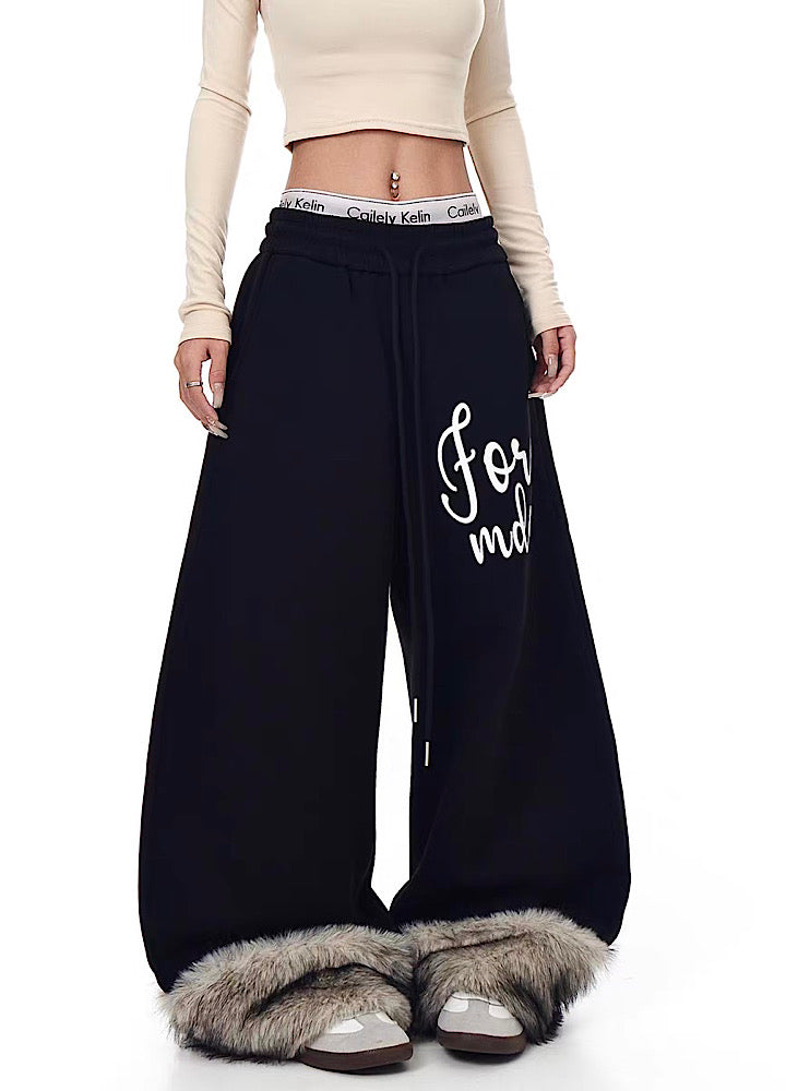 【Blacklists】Fur Plus Design Wide Casual Sweatpants  BL0070