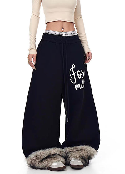 【Blacklists】Fur Plus Design Wide Casual Sweatpants  BL0070