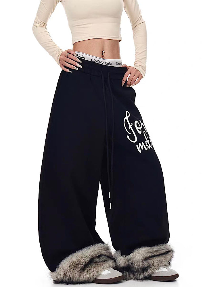 【Blacklists】Fur Plus Design Wide Casual Sweatpants  BL0070