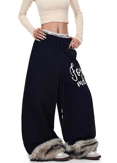 【Blacklists】Fur Plus Design Wide Casual Sweatpants  BL0070