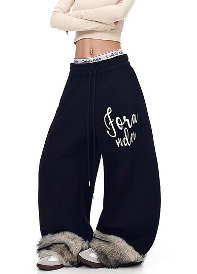 【Blacklists】Fur Plus Design Wide Casual Sweatpants  BL0070